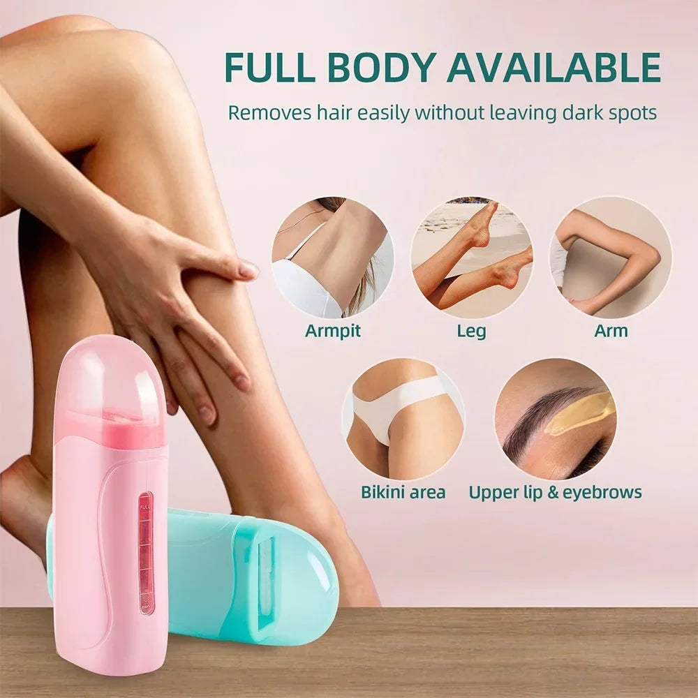 Roll on Depilatory Wax Kit Facial Body Hair Epilator Wax Hair Heating Handheld Depilatory Cleaner Portable Hair Removal Machine