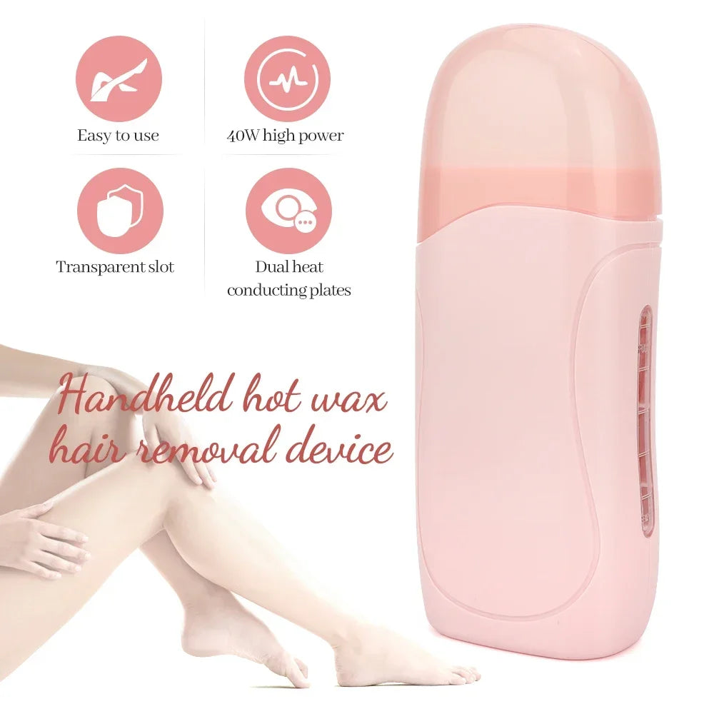 Roll on Depilatory Wax Kit Facial Body Hair Epilator Wax Hair Heating Handheld Depilatory Cleaner Portable Hair Removal Machine