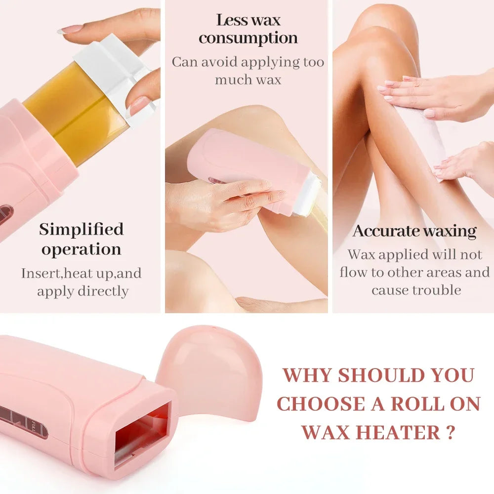 Roll on Depilatory Wax Kit Facial Body Hair Epilator Wax Hair Heating Handheld Depilatory Cleaner Portable Hair Removal Machine